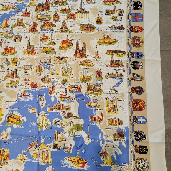 Europe Map Tablecloth Country Crests Border Made in Germany - Picture 4 of 10